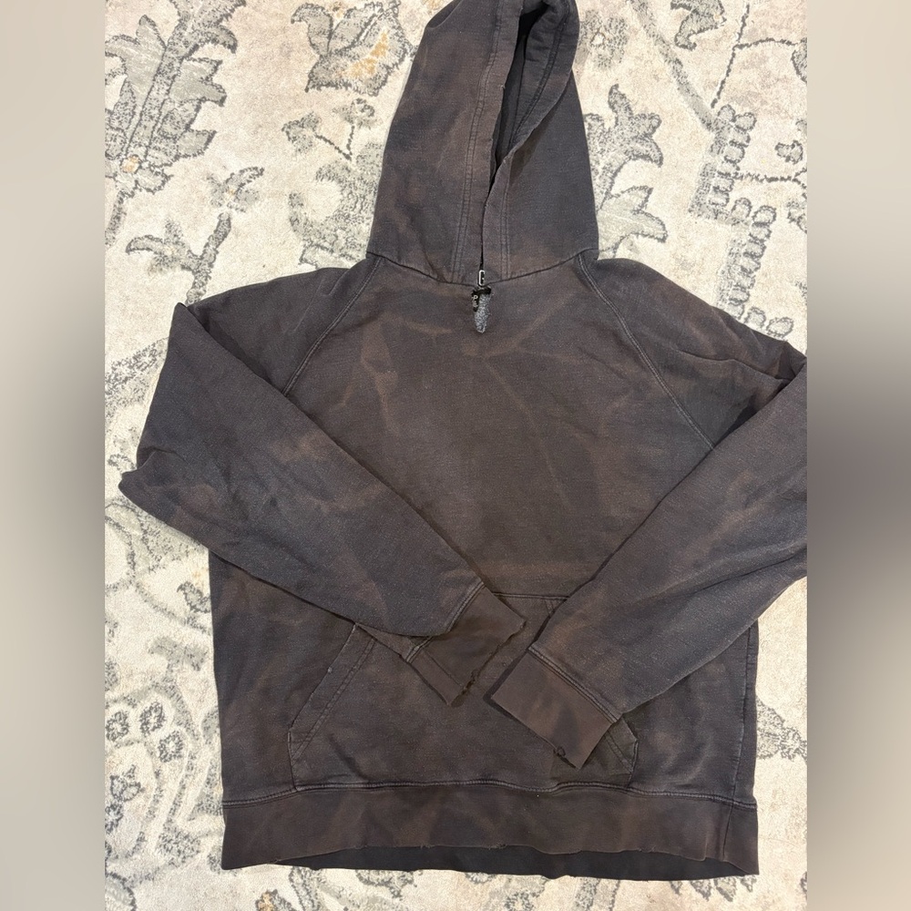 Black with acid wash Hooded Sweatshirt